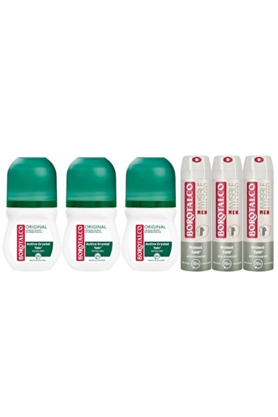 Borotalco Set 6 x Pachet Variat, 3 x Deodorant Roll On 50ml 48h Original, 3 x...
