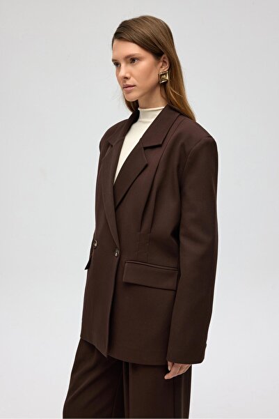 MAI STUDIOS CO. Solvei Pile Detay Kahve Blazer