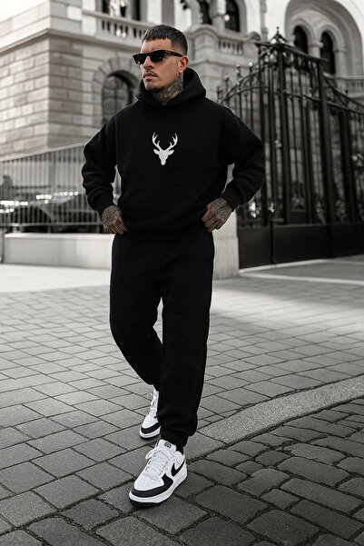 mercoledi Geyik cu imprimeu Set de trening pentru bărbați cu glugă set suprad...