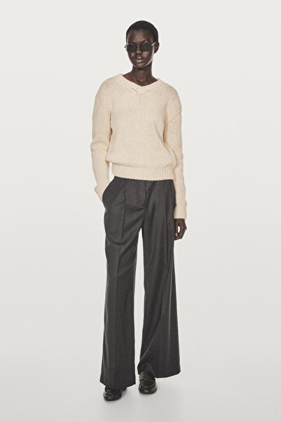 Massimo Dutti %100 yün V yaka triko kazak