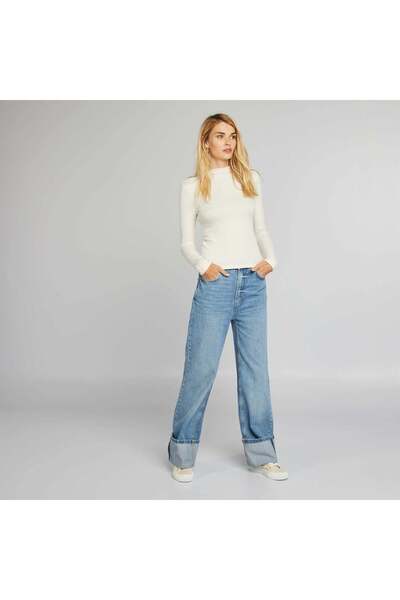 KIABI Fine ribbed knit jumper beige