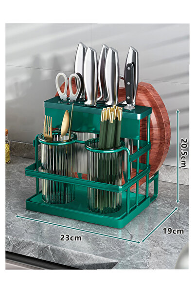 Trendy's Suport tacamuri TRENDY’S, cu doua recipiente si suport cutite, verde...