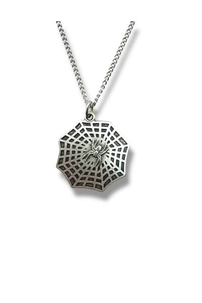 Herşey Nota Unisex Necklace with Spider Web Design – Symbol of Fate, Protection and Balance