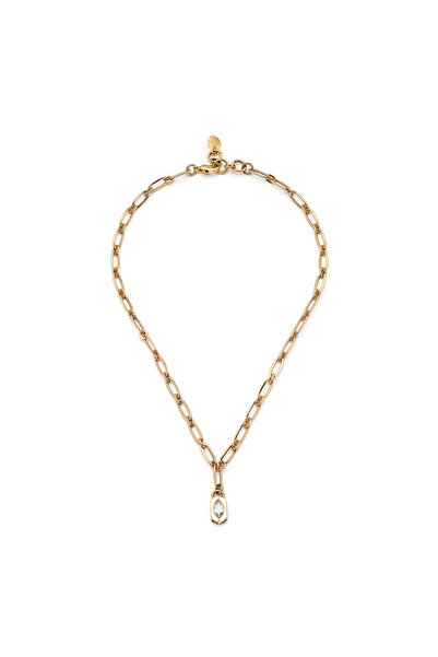 Mon Reve Bold Line Zirkon Damla Charm Zincir Kolye