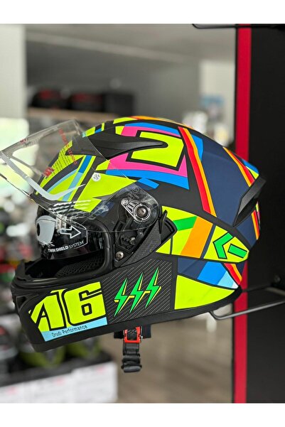 KeskinMoto LS5 Kapalı Kask Güneş Gözlüklü Karışık Desenli Kask