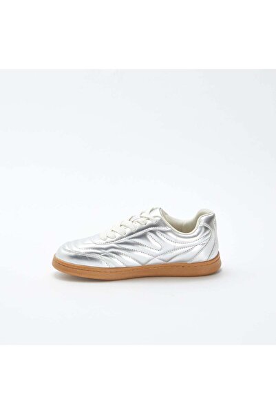 KIABI Low-top textured silver trainers GREY