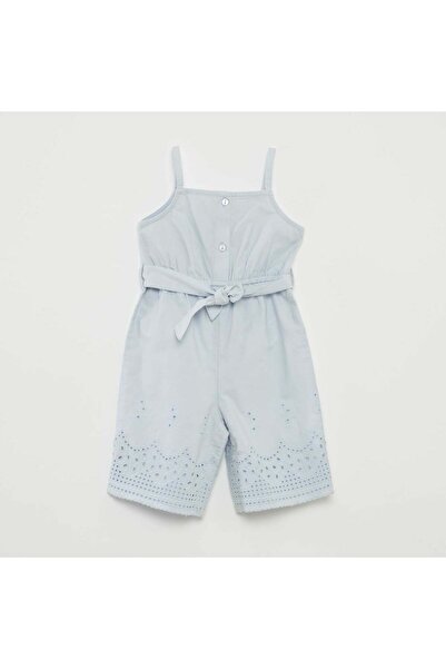 KIABI Long strappy romper with embroidery at the hem BLUE