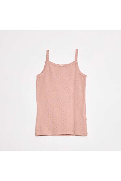 KIABI Pack of 3 pointelle knit vest tops WHITE