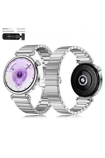 Sneezy Huawei Watch GT6 41mm İle Uyumlu Renk Detaylı 18mm Paslanmaz Çelik Met...
