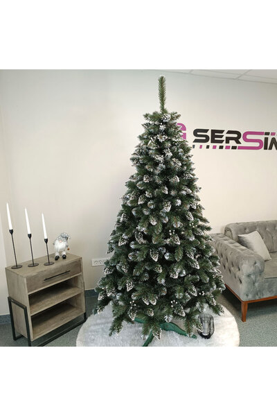 SERSIMO Brad artificial de Crăciun Deluxe de la Sersimo, cu zăpadă cristalină și merișoare, 2D, 220cm