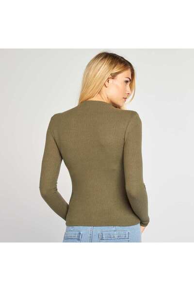 KIABI Fine ribbed knit jumper KHAKI