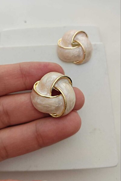 KYOLA DESİGN Mineli Bombeli Gold Kadın Küpe