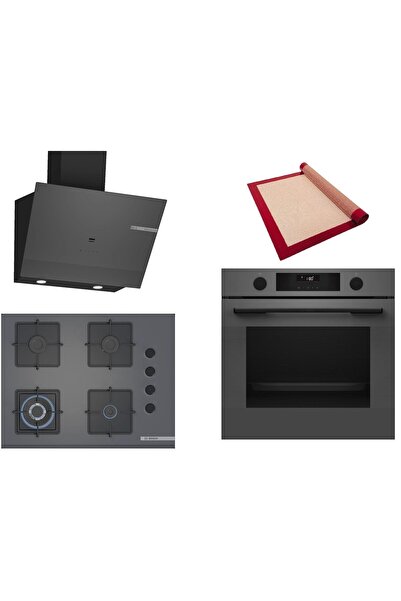 Bosch Gri 3 lü Ankastre Set (HUA736EN0T-POH7C9P30O-DWK67PJ70T) Buhar Destekli...