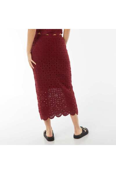 KIABI Long macramÃ© tube skirt RED