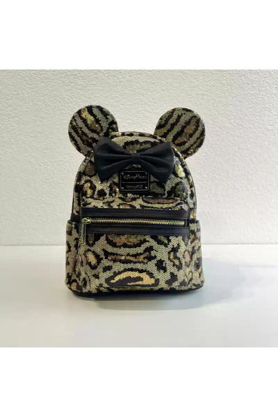 Choice3 حقيبة ظهر أنيقة بتصميم ميكي ماوس بنقشة جلد النمر، حقيبة سفر محمولة لل...