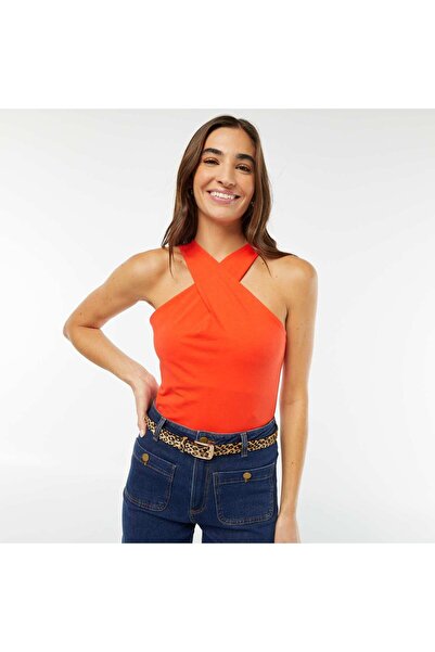 KIABI Vest top with crossover neckline RED