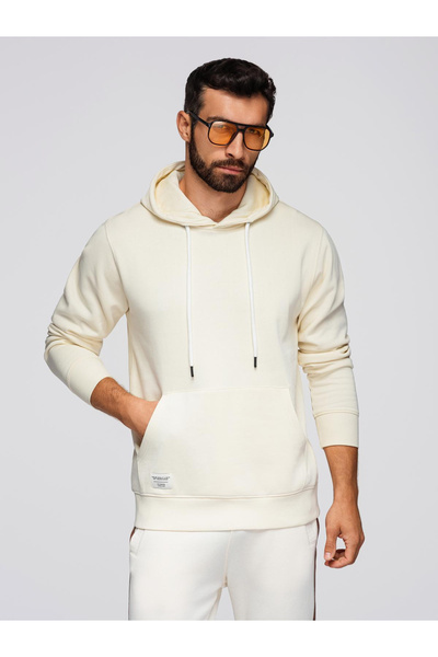 OMBRE Men's Hooded Sweatshirt - Cream v11 OM-SSBN-0177
