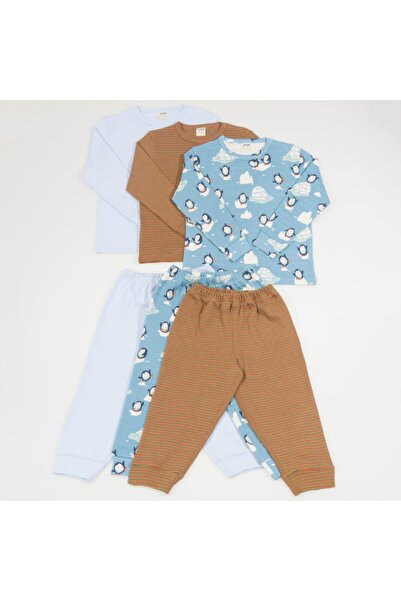 liloo Boys' thick cotton colorful pajamas - set of 3 pieces
