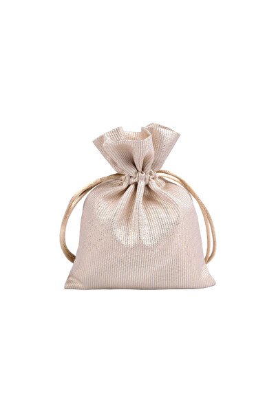 Crisalida Crisalida satin gift bag with lurex, 10 x 13 cm, Golden beige