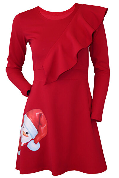 Atelier Anca Socolovschi Set mom/daughter, red dresses with Christmas print, snowman, size M and 5/6 years