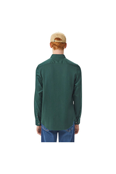 Lacoste Men's Slim Fit Button-Down Collar Dark Green Shirt Ch0342.Yzp