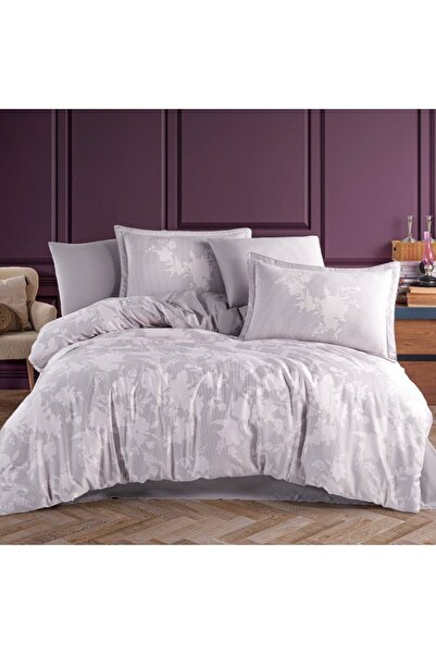 Hobby home collection Avelina Pembe Gri - Çift Kişilik Saten Nevresim Takımı