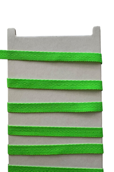 kalben accessories 1Cm-Neon Green Narrow Woven Ribbon Herringbone Extrafoam Width 1 cm - Length 20 Meters