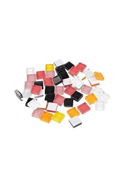 Crisalida Set 35 pietre decorative de mozaic din sticla Crisalida, 10 x 10 mm, Negru si roz