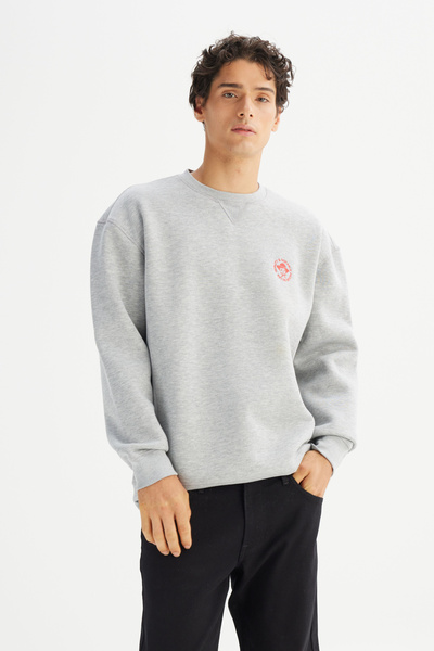 Lee Cotton Fleece Lined Regular Fit Regular Cut Crew Neck Printed Sweatshirt