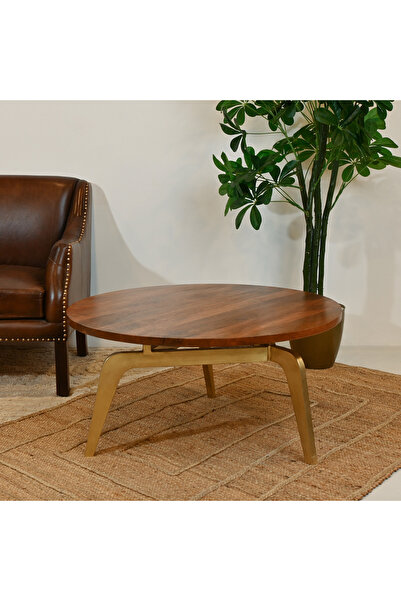 Lifestyle Home Carving Wooden Top Coffee Table - 90x45 cms