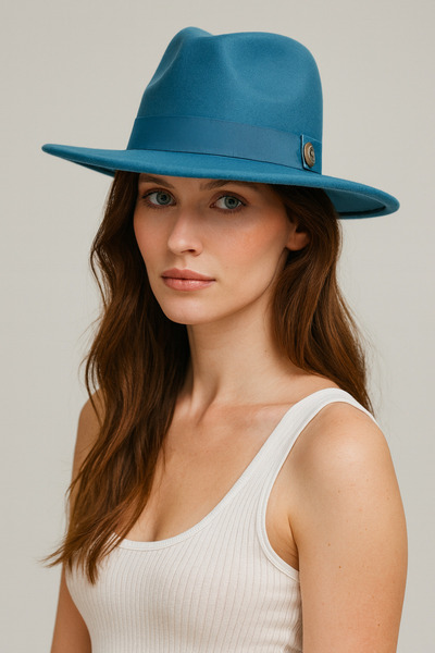 CosmoOutlet Panama Fedora Adjustable Turquoise Color Women's Hat from the Classic Model Category