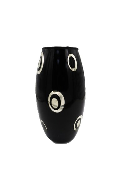 ABS Black Decorative Glass Vase, Modern Design, 26 x 11.5 cm