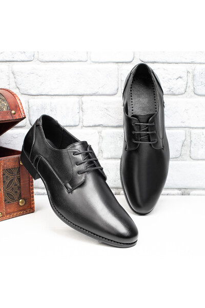 Modlet.ro Pantofi eleganți cu șireturi pentru bărbați, negri, MOD09581