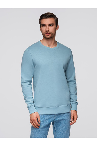 OMBRE BASIC men's sweatshirt with round neckline - cream V11 OM-SSBN-0175