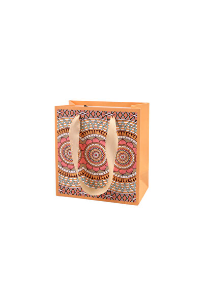 Crisalida Crisalida paper gift bag, 14 x 15 x 7 cm, Light salmon mandalas