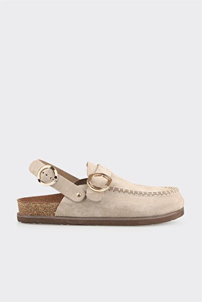 Elle Shoes Vizon Deri Kadın Terlik