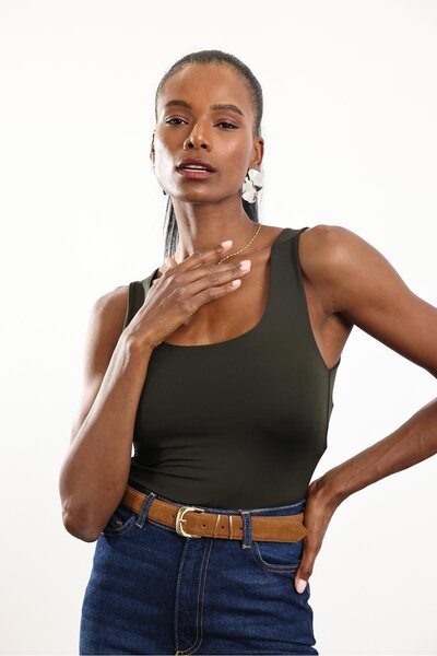 5in1Canpolat Khaki Zero Sleeve Jersey Undershirt 015