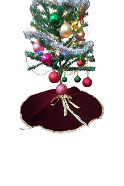 MODA NUR Christmas Pine Tree Bottom Cover, Pine Tree Foot Carpet Cover, Burgundy Velvet 70 cm