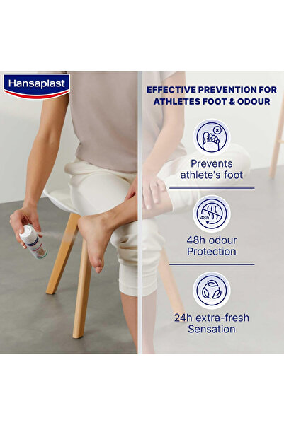 Hansaplast بخاخ مزيل للعرق 2 في 1 لحماية القدمين، مضاد للبكتيريا، 150 مل