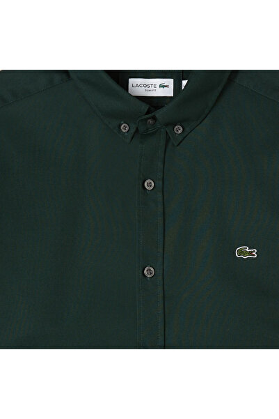 Lacoste Men's Slim Fit Button-Down Collar Dark Green Shirt Ch0342.Yzp