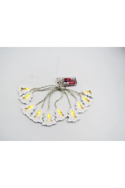 ABS LED Christmas string lights, wooden tree models, battery-powered, transparent wire, 30 cm, warm whit
