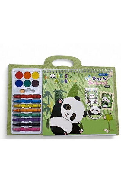 ABS Set desen pentru copii, caiet de desen spirala, acuarele 6 culori cu pens...