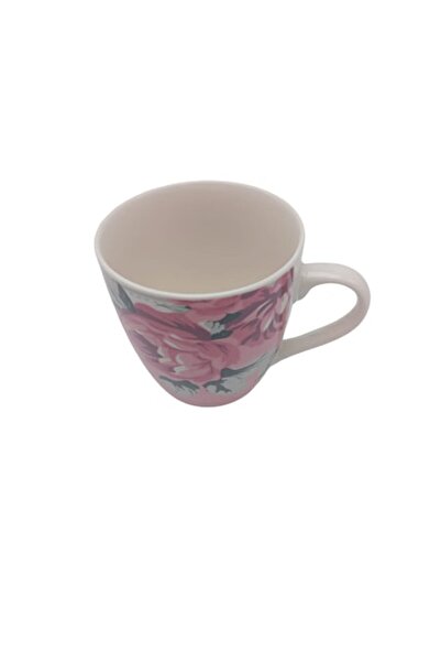 ABS Set de 12 căni ceramice roz, imprimeu floral