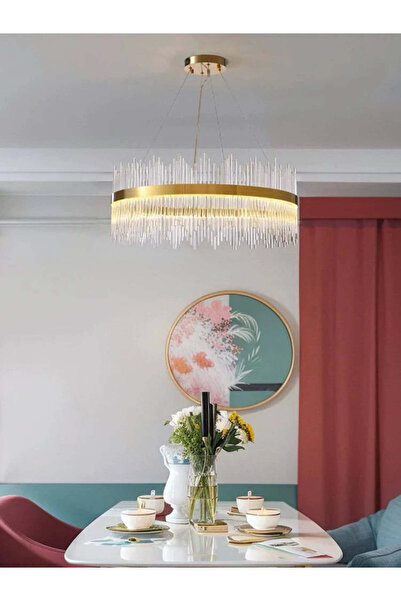 RFAN Candelabru LED, Model 8817/800, Textură de cristal, Metal, 150W, Auriu