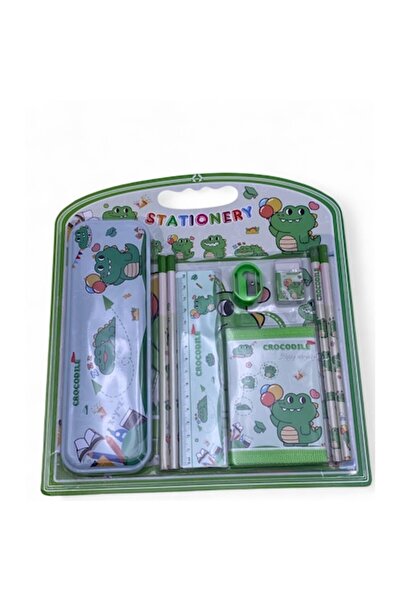 ABS Set rechizite școlare: penar metalic, portofel, 4 creioane, riglă de 15 c...