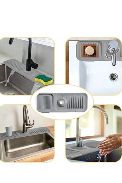 Duffa Silikon Evye Musluk Su Önleyici Mutfak Lavabo Su Önleyici Süngerlik Musluk Altı Mat