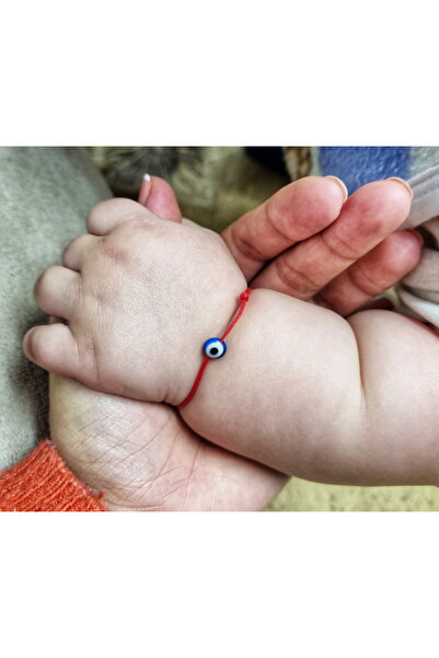 Wild Bracelets Adjustable silk Bebe bracelet with flat evil eye, blue