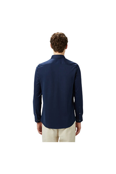 Lacoste Men's Slim Fit Button-Down Collar Navy Blue Shirt Ch0342.42L