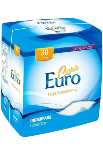 EURO CARE فوط صحية داخلية 60 × 90 سم، 30 فوطة - عبوة من قطعة واحدة