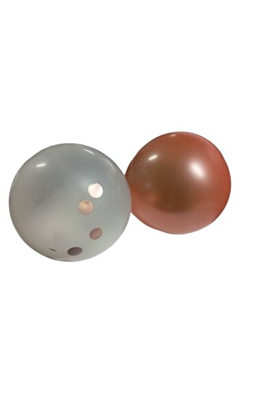 ABS Set 10 Latex Balloons with Confetti, Brown/Transparent